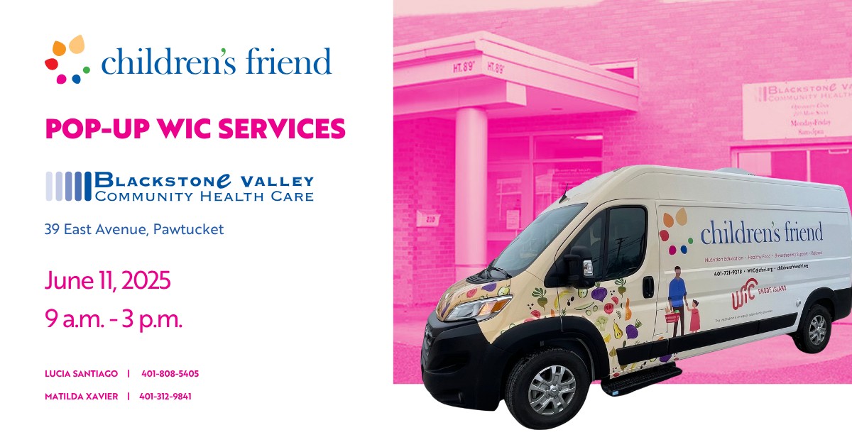 Mobile WIC services are available at Blackstone Valley Community Health Care in Pawtucket on June 11 from 9 a.m. - 3 p.m. 🤰🍼
Walk-up appointments! Contact Lucia Santiago or Matilda Xavier for more information.