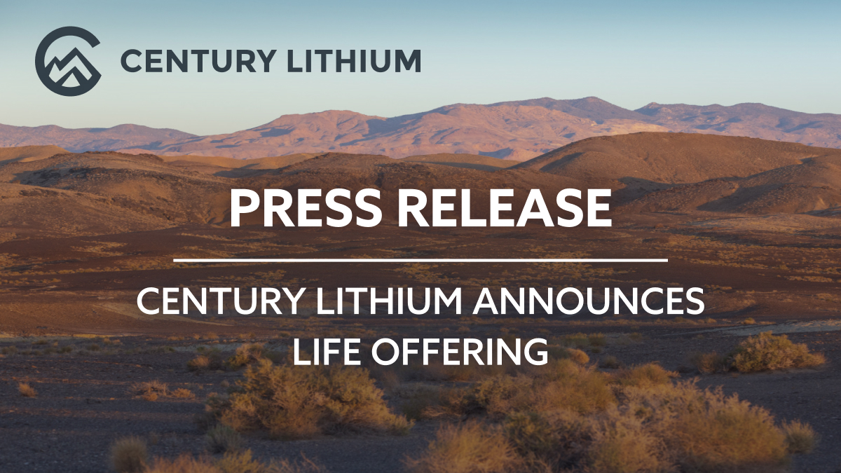 Century Lithium Announces LIFE Offering

Read the full $LCE.V release here: bit.ly/4kshodP 

$CYDVF