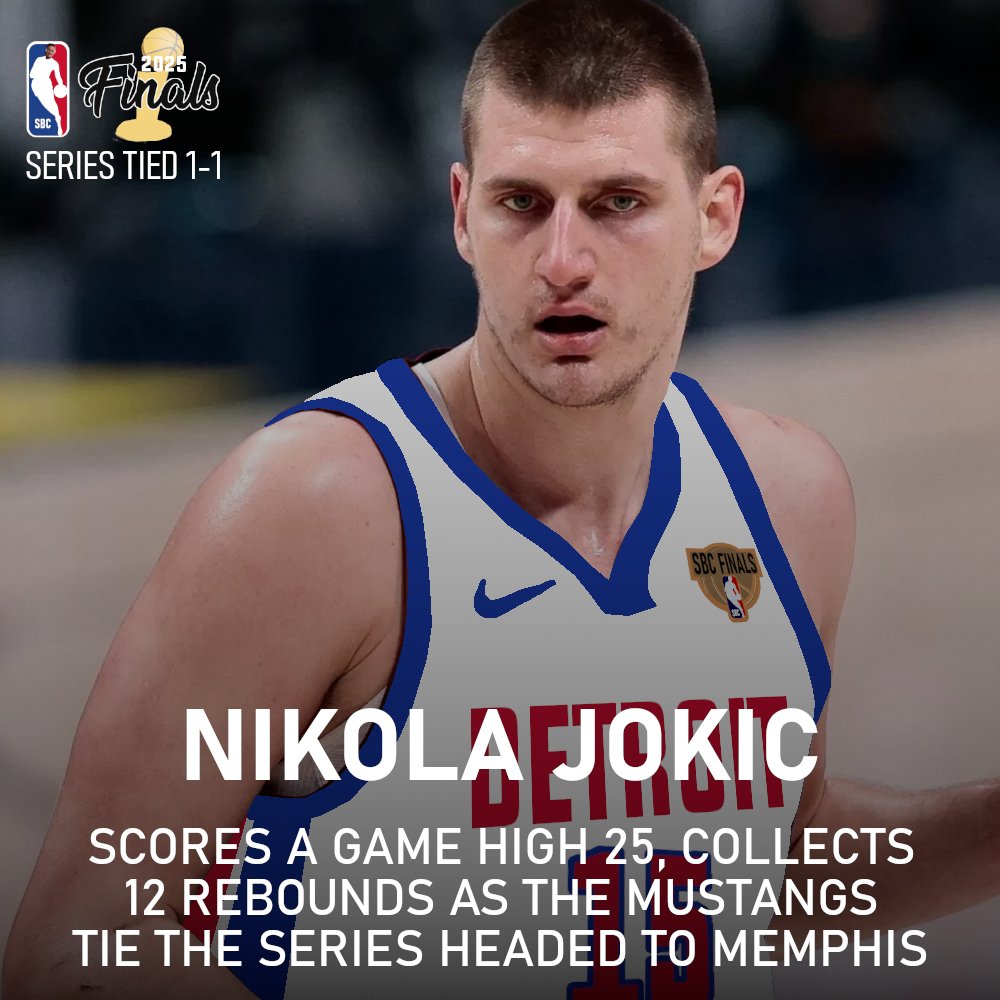 officialSBC2021's tweet image. SBC FINALS - GAME 2
Jokic and Detroit takes down Memphis 110-106
Nikola Jokic (DET) - 25pts, 12rebs, 7assts
Grant Klein (MEM) - 25pts, 9rebs, 5assts