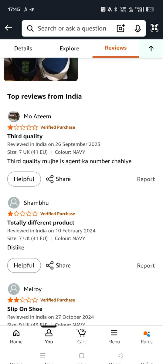 jitendra_m48133's tweet image. These are reviews from other customers as well, for the product you are selling on your website. I'm not the only one this retailer has deceived with the help of Amazon."
#Fraud_Amazon
@consumercourtin
@aajtak
@JaagoGrahak @amazonIN @newslaundry @TheLallantop @news24tvchannel