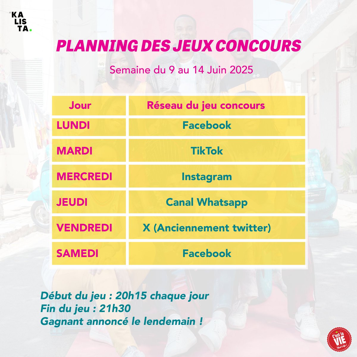Cinquième et dernière semaine de jeux🥳Le temps est vite passé non?😔

#giveaway #jeu #cestlavie #kalista #seriesenegalaise #concours