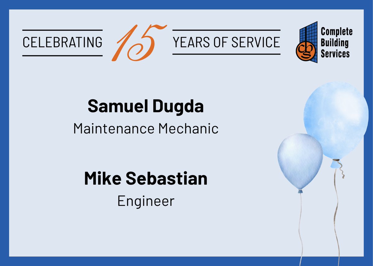 Here at CBS, we're starting our week off right with some more personnel recognition! 💙 🧡 

Did someone say 15 Years!? 🎉 These two individuals have become masters of their craft and allowed us to watch them succeed along the way. Thank you for being part of #TeamCBS!