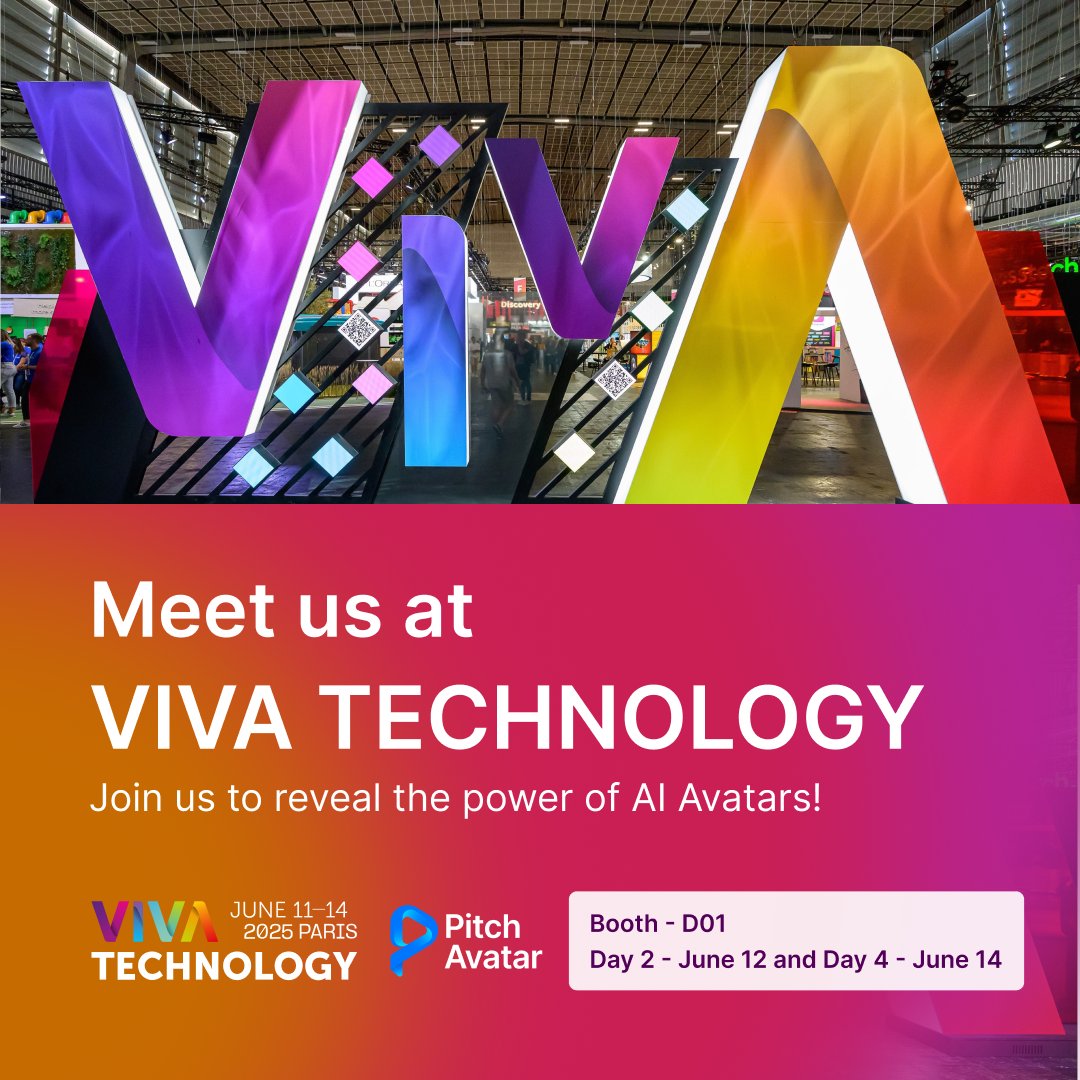 Pitch Avatar (@pitch_avatar) on Twitter photo 🚨 Pitch Avatar is at <a href="/VivaTech/">Viva Technology</a>!
📍 Booth D01 | 📆 June 12 & 14 | 🇫🇷 Paris
Discover how our AI avatars speak any language, adapt to any role & deliver 24/7 personalized video content.
Let’s connect!
🤝 Book a meeting or stop by Booth D01
#AIAvatars #TechInnovation 🚨 Pitch Avatar is at <a href="/VivaTech/">Viva Technology</a>!
📍 Booth D01 | 📆 June 12 & 14 | 🇫🇷 Paris
Discover how our AI avatars speak any language, adapt to any role & deliver 24/7 personalized video content.
Let’s connect!
🤝 Book a meeting or stop by Booth D01
#AIAvatars #TechInnovation