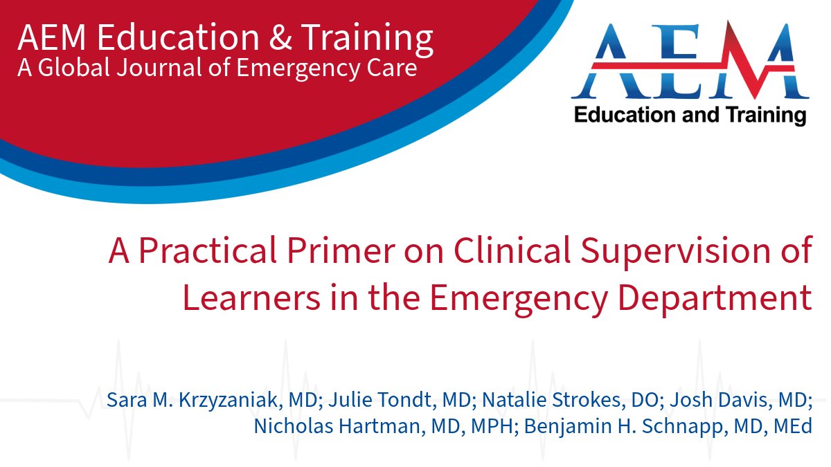 Effective clinical supervision in the #EmergencyDepartment is key for learner growth and patient safety. This primer provides practical strategies for supervisors, focusing on tailored approaches and direct observation. <a href="/SMKrzyz/">Sara Krzyzaniak</a> <a href="/schnappadap/">Benjamin Schnapp, MD MEd</a>

Check it out: ow.ly/fAwW50W4SRq