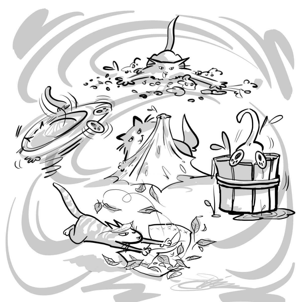erminski's tweet photo. Happy June🪷Today’s prompt is CHAOS
#erinsart #love #fun #sketch #erinscat #characterdesign #doodleaday #erinsdoodles #halfhourwarmup #doodleadayJune @tinkerlab #freshcat #sorrynotsorryalwayscats @Procreate https://t.co/n2JcD0d0qK