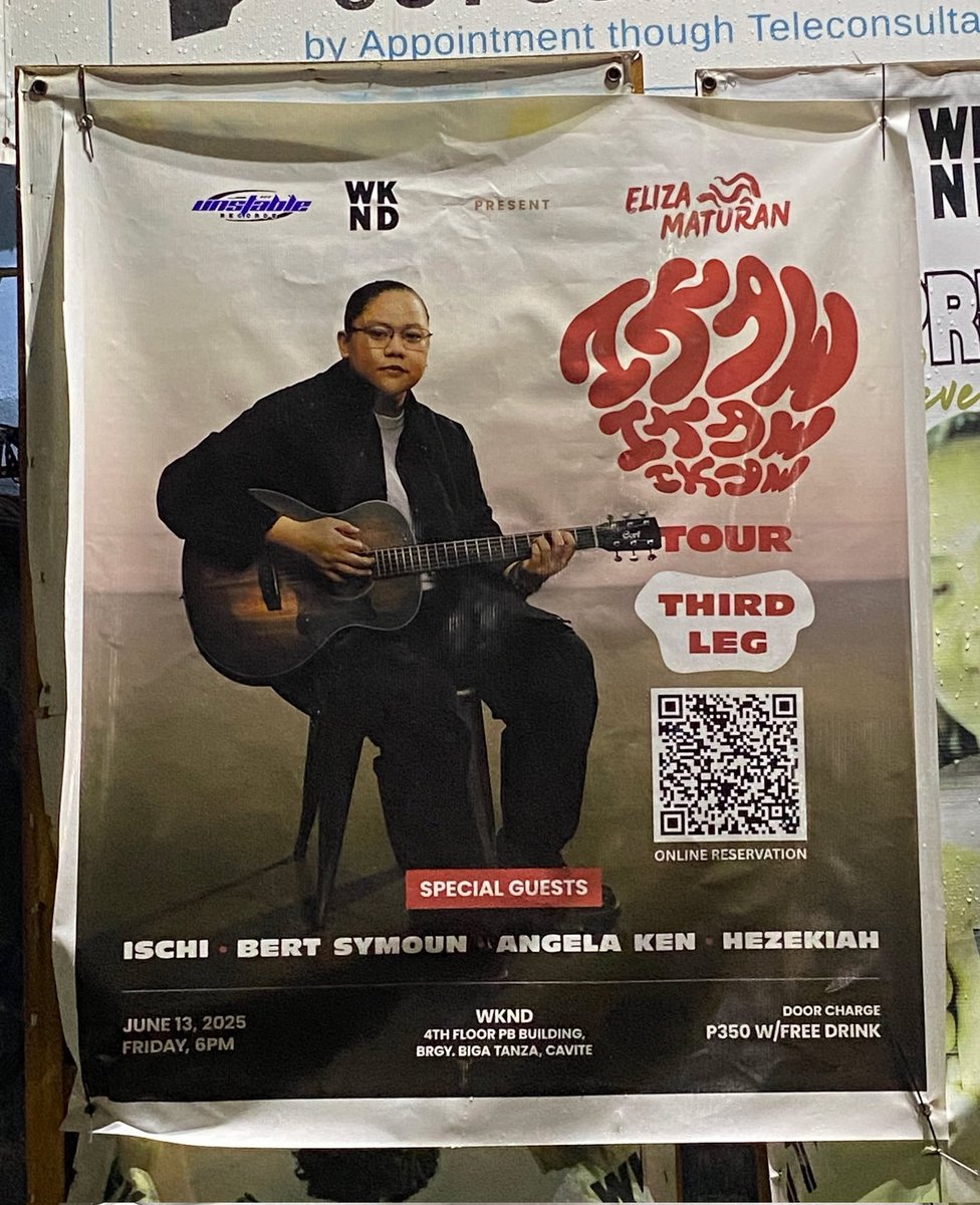 Eliza Maturan 's IKAW IKAW IKAW third leg poster is now on display at Biga Tanza ✨

If you see it, you can scan the QR code to buy ticket. Reserve as early as now because venue has limited capacity.

Do you want to hear MUSEO live? Tag your Ikaw Ikaw Ikaw 🫣

#IkawIkawIkawTour