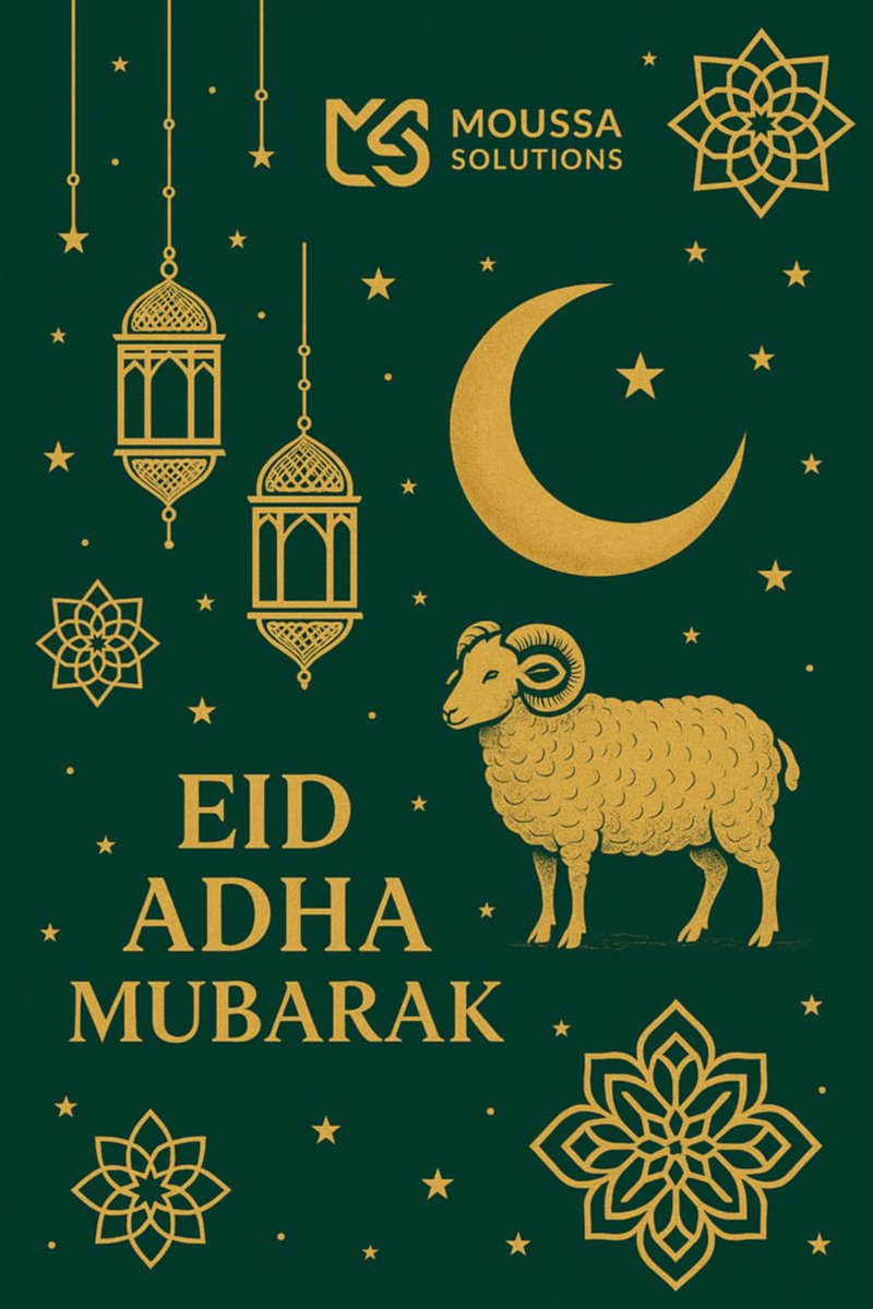 moussasolutions's tweet image. On this blessed occasion of Eid Al-Adha, we extend our warmest wishes to all our clients, partners, and friends.
moussasolutions.com
moussasolutions.net
#EidAdha #MoussaSolutions #EidMubarak #Blessings #Innovation