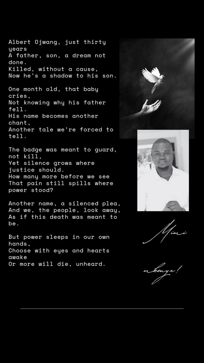 theegathoni's tweet photo. Justice for Albert Ojwang.
A father. A son. A life. Stolen.
We say his name loud, Albert Ojwang!

#Justice4AlbertOjwang #StopKillingUs #EndPoliceBrutality ENOUGH IS ENOUGH # JusticeForAlbertOjwang https://t.co/slUK7e6G1Q