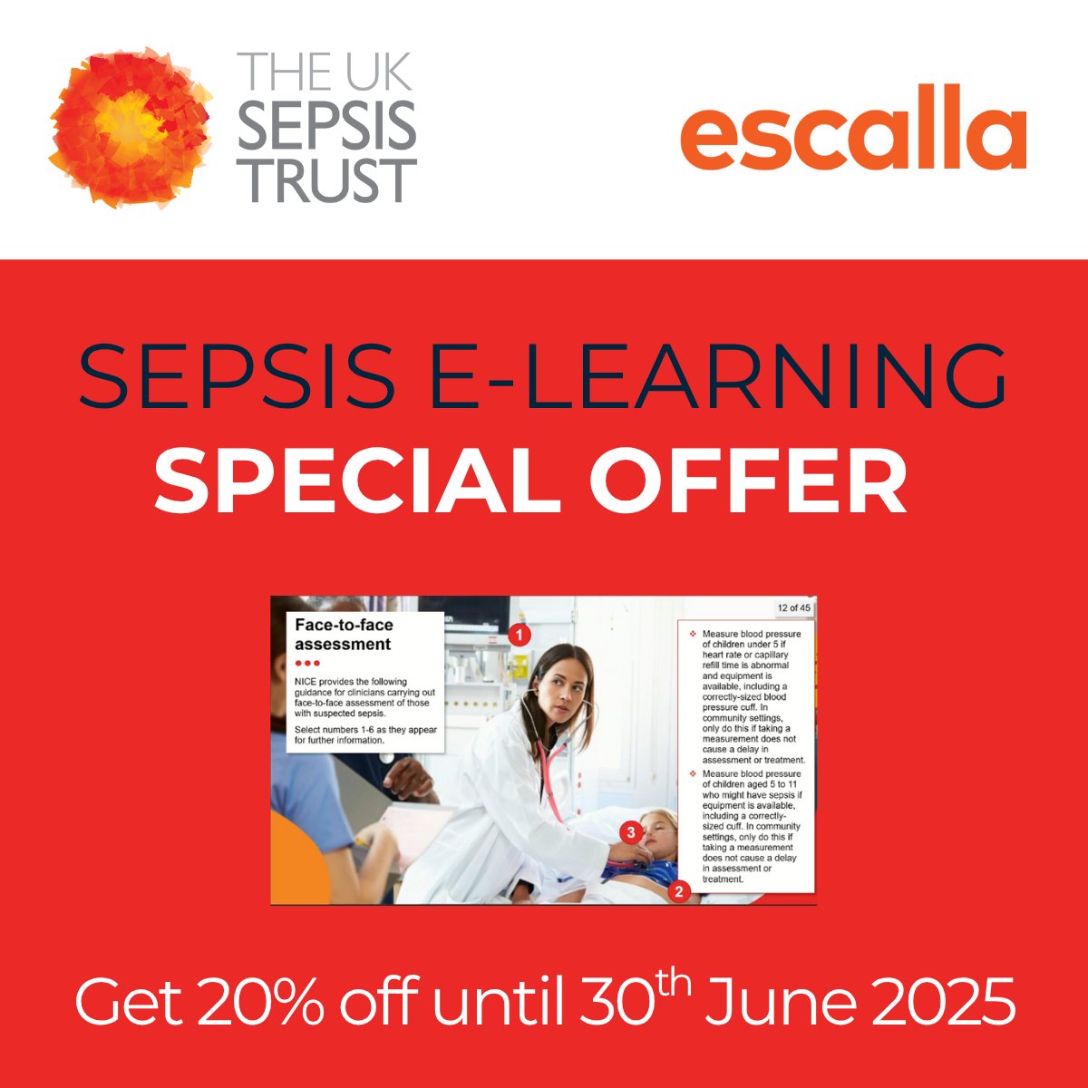 escallaTraining's tweet image. 💓 SPECIAL OFFER 💓
For a limited time only, we are offering a 20% discount on our Sepsis e-Learning modules.
Find out more and book a demo below - you might just save a life.
lnkd.in/extzDhyd
@UKSepsisTrust
