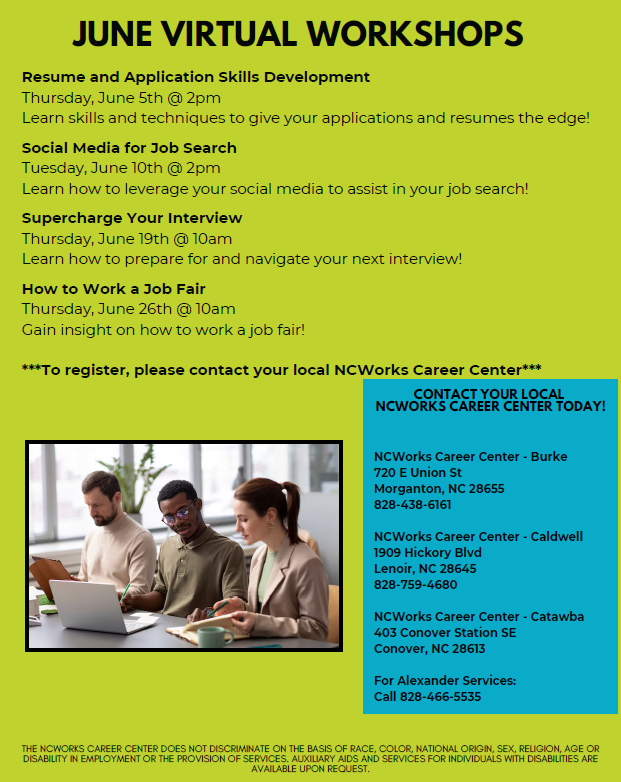 WPWorkforceDev's tweet photo. #MakeItHappenMonday
Check out this weeks' Workforce Happenings for all the great things taking place in the Western Piedmont!
#NCWorks #westernpiedmontworks #jobsearch #jobs #careeropportunities #careers #workshops #virtualworkshops #jobfair https://t.co/6iSbZE7doV