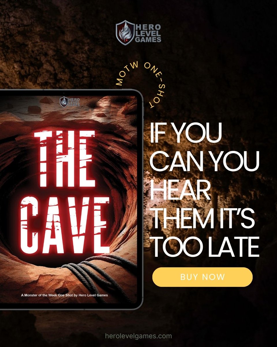 They went in for research. Now, you're going in for answers. Explore The Cave—a horror one-shot for Monster of the Week.
#TTRPG #MonsterOfTheWeek #HorrorTTRPG #OneshotGame 
herolevelgames.com/the-cave/