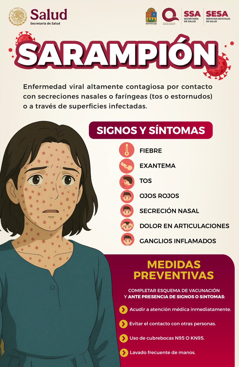 🦠¿Sabías que el sarampión puede ser muy peligroso si no se detecta a tiempo?

Es una enfermedad viral que se transmite fácilmente por el aire y puede afectar tanto a niños como adultos que no estén vacunados😷

#Sarampión #ProtegeATuFamilia #VacunaciónInfantil #SaludEsPrevención