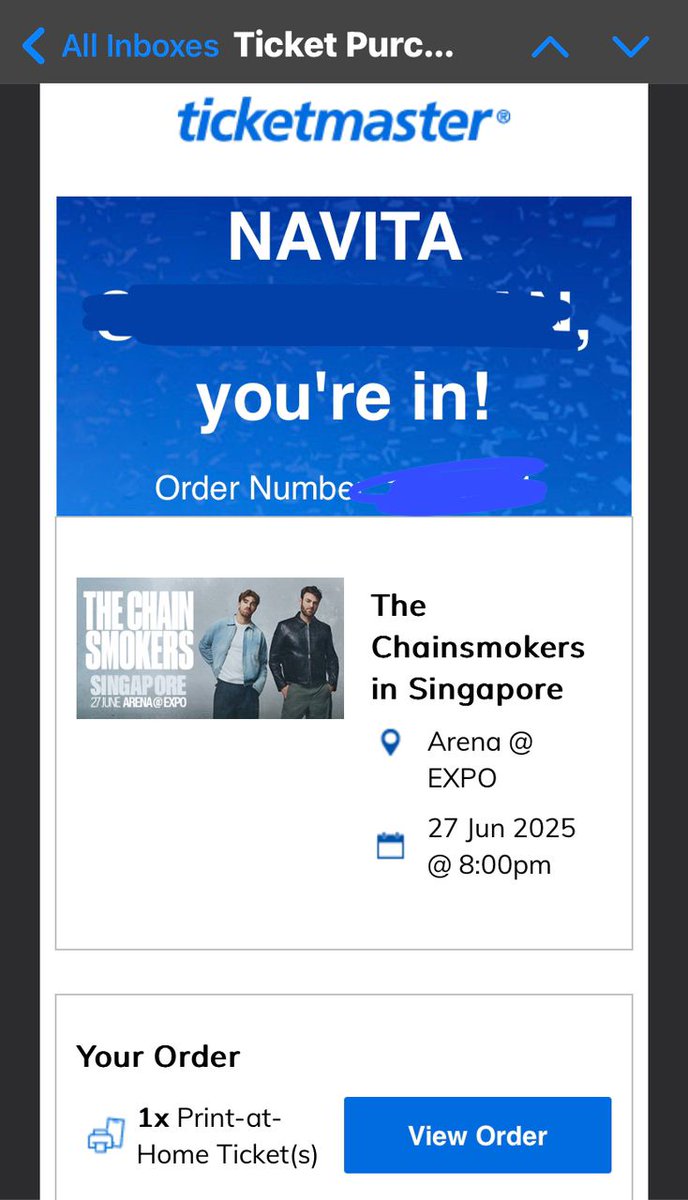 17nav_'s tweet photo. selling my CHAINSMOKERS ticket for 27th June in Sinagpore

❌ cant go cause of work schedule
✅ CAN NEGO pls !!! 

#ticketmaster #chainsmokers #tickets #selling #concert #TheChainsmokers https://t.co/xcEMADFP91