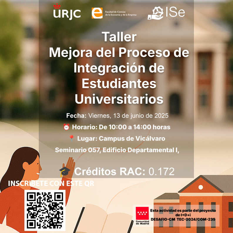 Taller: Mejora del Proceso de Integración de Estudiantes Universitarios: 
Créditos RAC: 0.172 
Inscríbete: forms.cloud.microsoft/e/qibuv19FyP
Fecha: Viernes, 13 de junio de 2025 
Esta actividad es parte del proyecto <a href="/DesafioCM_25/">DESAFiO-CM</a>