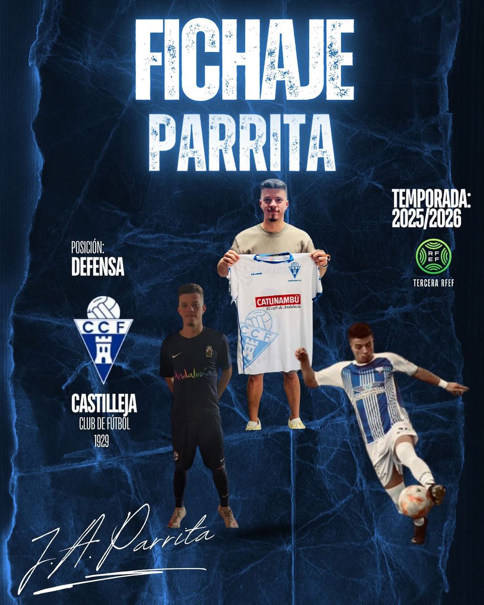 castilleja_cf's tweet photo. FICHAJE  ✍🏻📣
Una  nueva incorporación para nuestro  primer equipo!👏🏻⚽️
Antonio Parras “PARRITA” se convierte en jugador del  3ªRFEF y será de gran ayuda para el cuadro de Manu Fidalgo,!👏🏻 Viene de jugar en el @bollulloscf1933 y su posición es Lateral izquierdo 
Bienvenido 💙🤍 https://t.co/VaSH5mbzaZ