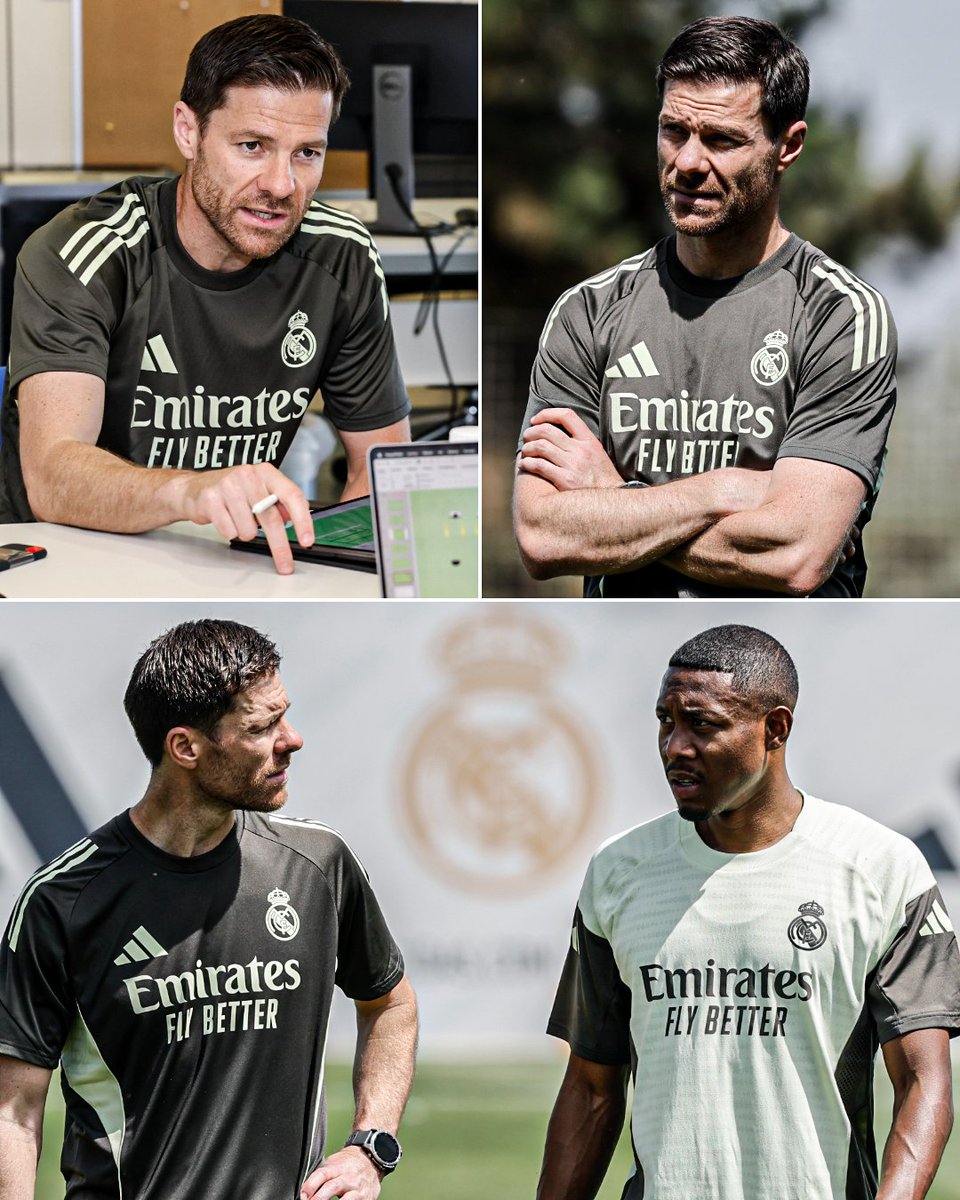 ESPNFC's tweet photo. Xabi Alonso taking his first training session as Real Madrid manager 🤍 https://t.co/0RiMHb0wWX