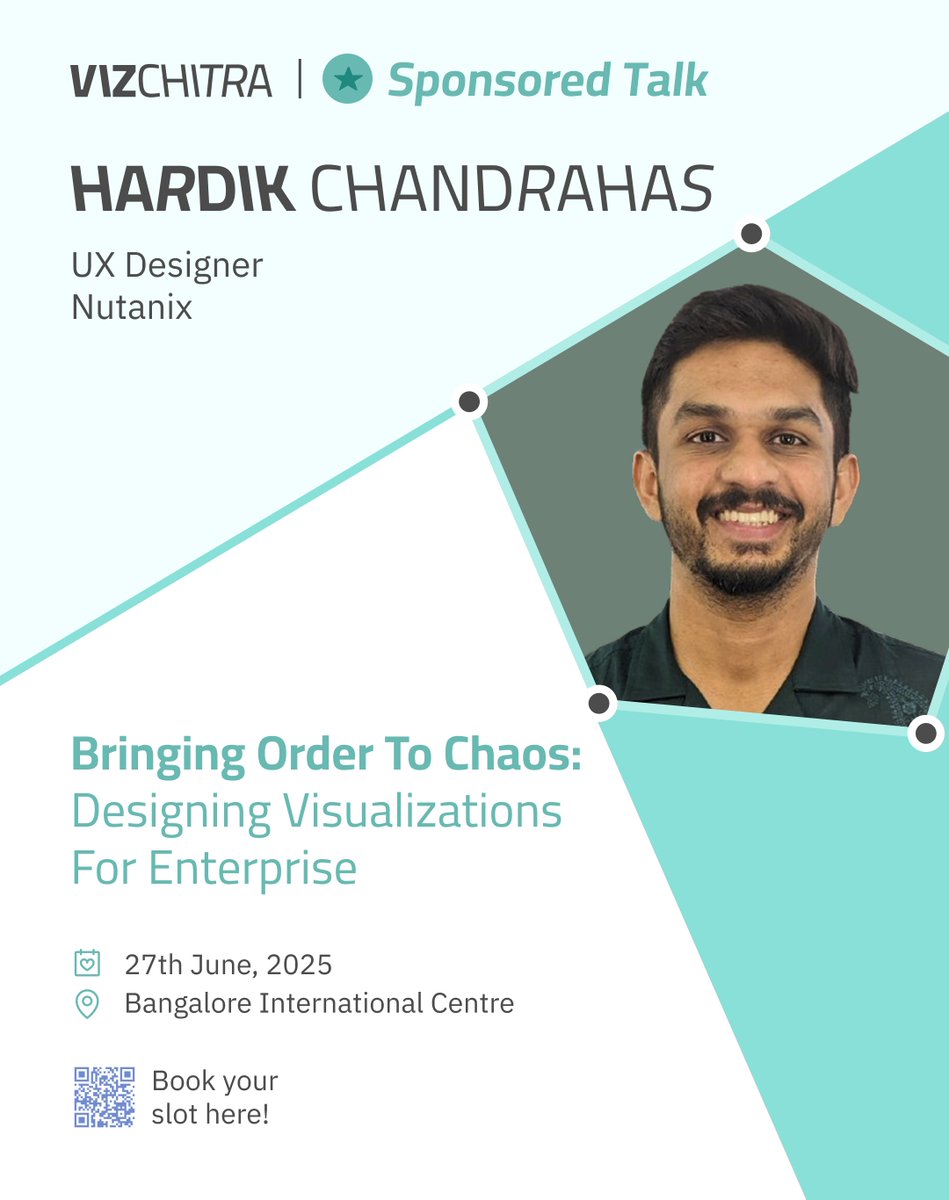 VizChitra's tweet photo. For #VizChitra2025, meet @18Hardik, UX Designer at @NutanixDesign

🎙️Talk- Bringing Order to Chaos: Designing Visualizations for Enterprise

Learn how to find clarity with dataviz in the enterprise workflow. 

Tickets: https://t.co/bsds0dDyDu https://t.co/Zgr8y0v3NN