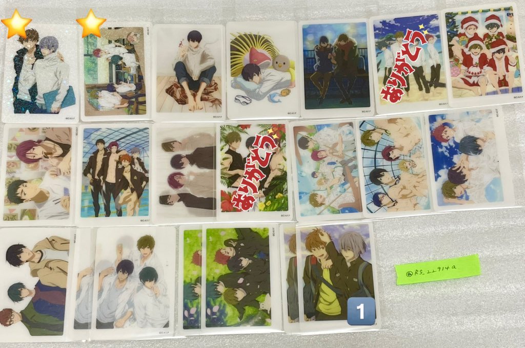 RS_22914a's tweet photo. 【交換】Free! ミニフォトカード ミニフォト MSブロマイド

譲)
画像1-4
(⭐️はホロ、ブロマイドは2:1での交換希望)

求)
画像5
👑>💖>無印
👑💖には複数提供可能です。

・郵送希望
・👑💖含む方、定価にて第1弾含めお譲りいただける方、纏めての方優先 https://t.co/dx0JCJXsRz