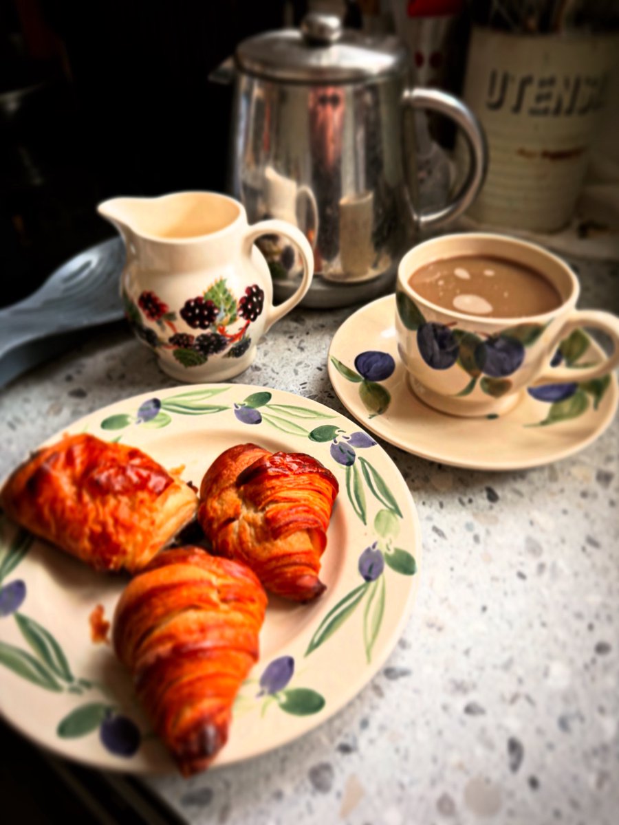 Three things I love all in this pic: Baking (yes they are croissants from scratch), Coffee &amp; Emma Bridgewater. 😊