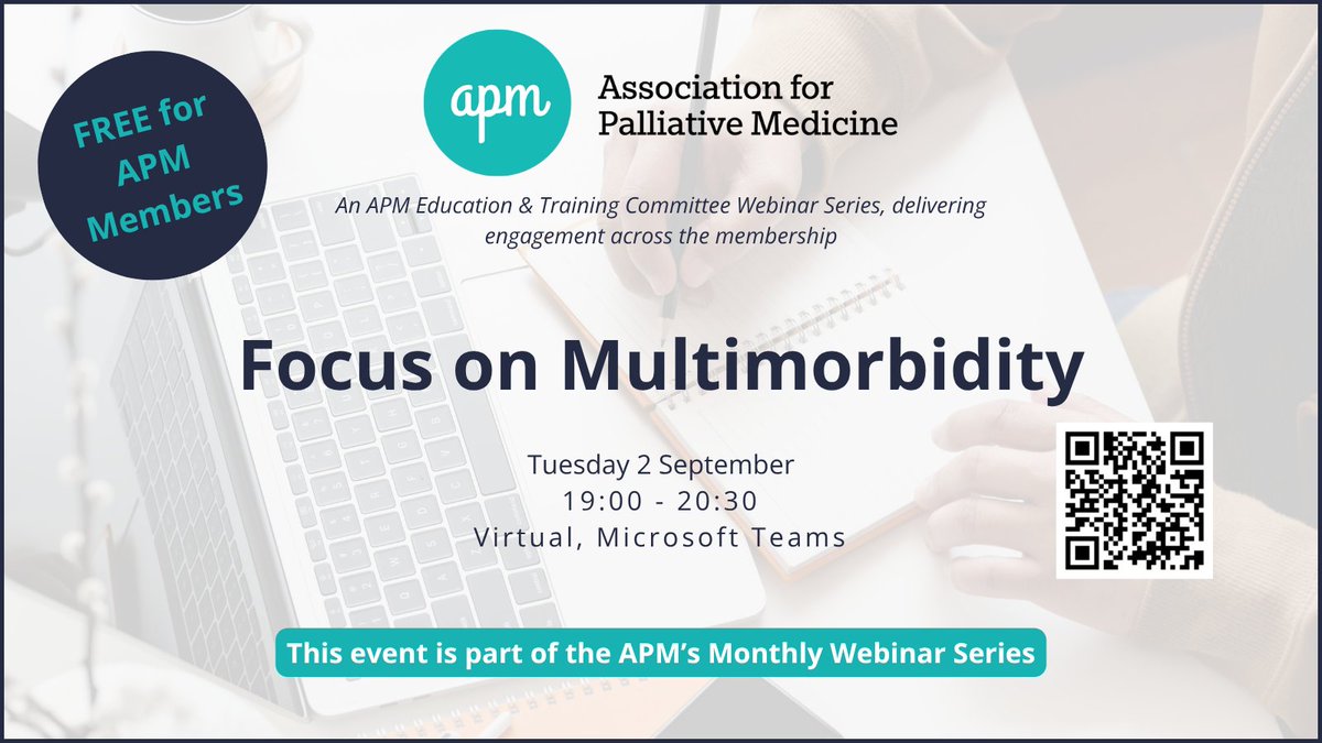 APM_Hub's tweet image. Focus on Multimorbidity
Tuesday 2 September, 7:00-8:30pm
Target audience: Medical students and resident doctors pre-specialty training, but learning would also be highly relevant to other healthcare professionals/stages.
Bookings are now open!
apmonline.org/events/focuson…