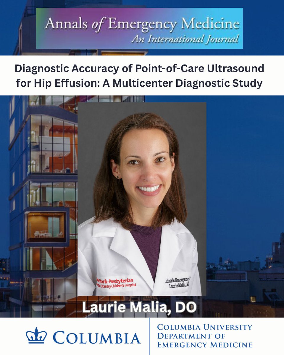 ColumbiaEM's tweet image. Congratulations to Dr. Laurie Malia on her publication in Annals of Emergency Medicine! @AnnalsofEM #emergencymedicine #POCUS #ultrasound #research #education
Read it here: doi.org/10.1016/j.anne…
