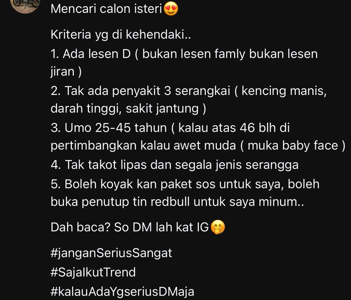 AcitSidek's tweet image. Mana jodoh saya yg ada ciri2 saya nak tu? 🤭 meh lah text kita..