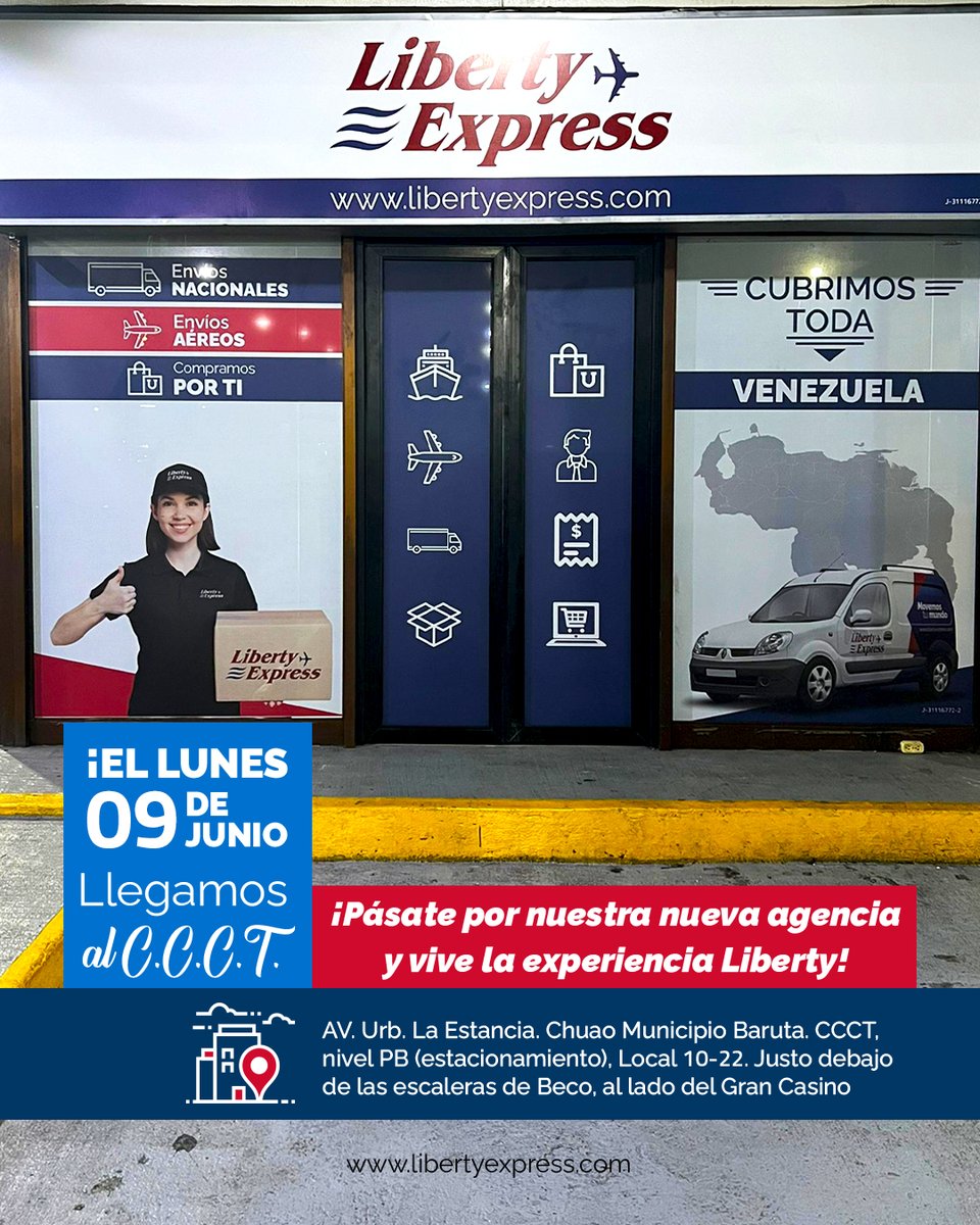 ✈️💪🎉09 de Junio Gran Apertura C.C.C.T. 🎉 💪✈️

🌟🎉El día 09 de Junio estaremos operativos en el

C.C.C.T.: AV. Urb. La Estancia. Chuao Municipio Baruta. CCCT, nivel PB (estacionamiento), Local 10-22. Justo debajo de las escaleras de Beco, al lado del Gran Casino.
