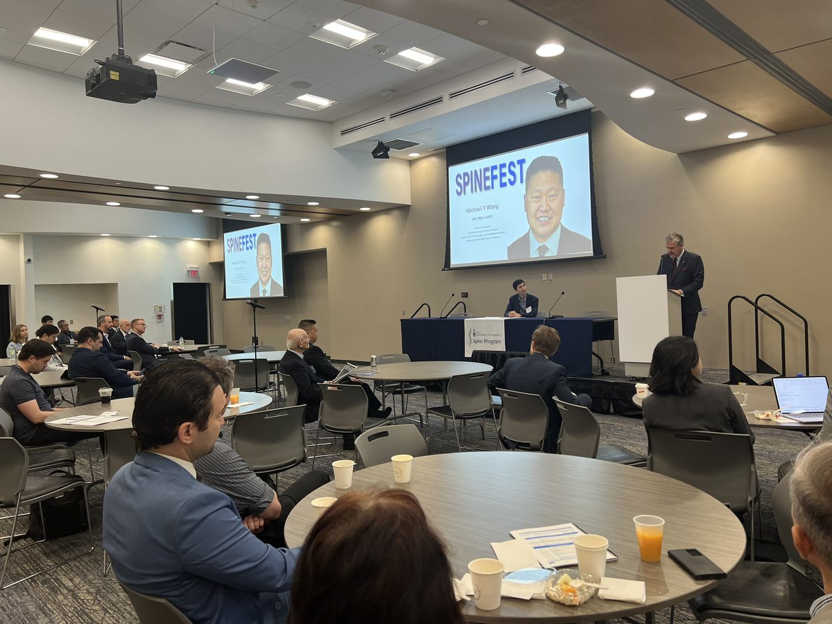 UofTSpine's tweet photo. #SpineFEST is kicking off the day with a great turnout and an exciting keynote by Dr Michael Wang #spine #SpineMIS https://t.co/E9C64J2jwR