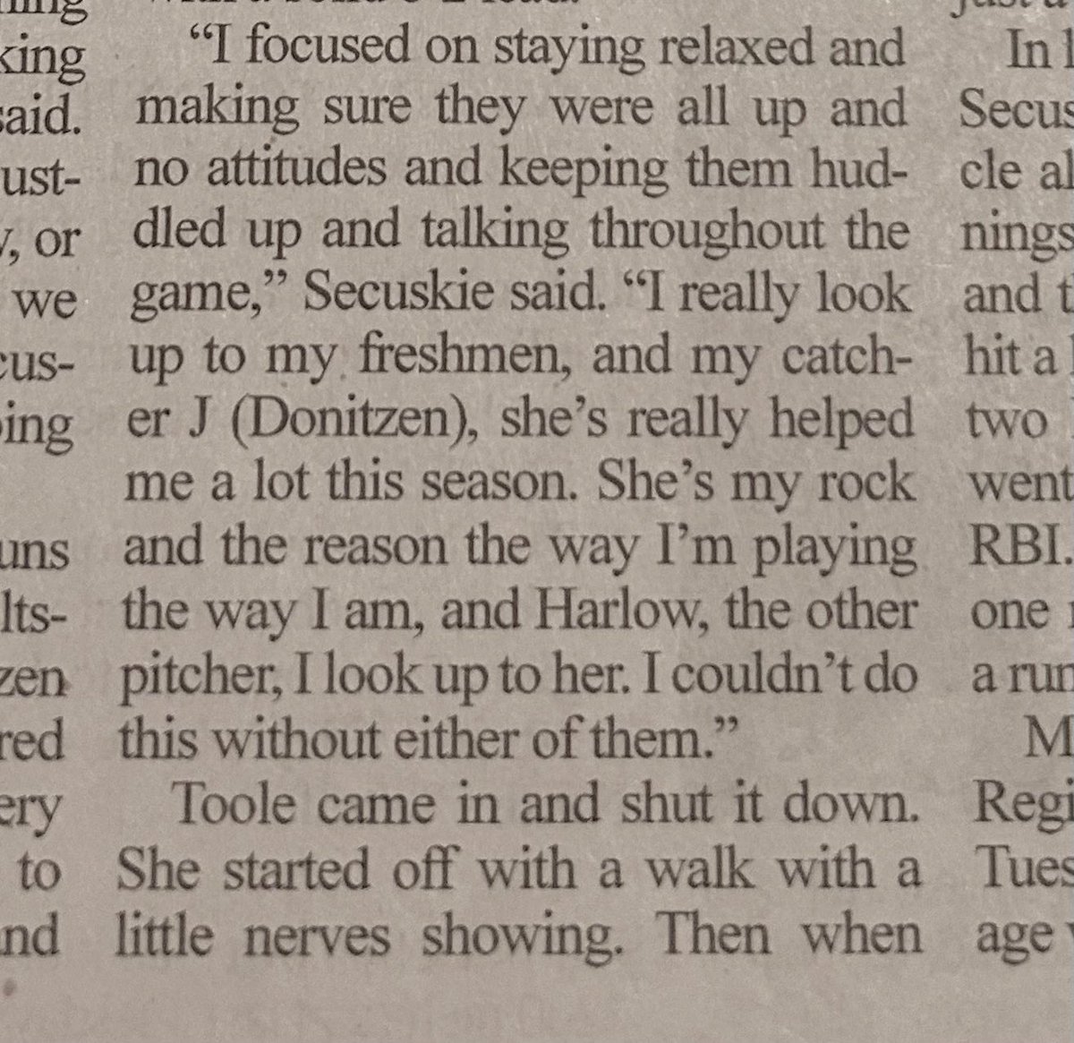Jocelyn *Jay* Donitzen 2027 (@jocelyndonitzen) on Twitter photo What a great run for my HS team this season! We made it to Semi State which hadn’t been done in 10 years! I am very proud of my team for their work and dedication. 
As catcher this season one of my proudest accomplishments is my relationship with my pitcher. I’m humbled by her What a great run for my HS team this season! We made it to Semi State which hadn’t been done in 10 years! I am very proud of my team for their work and dedication. 
As catcher this season one of my proudest accomplishments is my relationship with my pitcher. I’m humbled by her