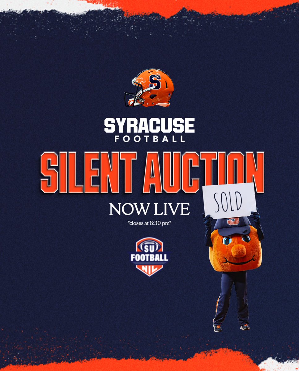 🎉 The SU Football NIL Auction is LIVE! 🎉
Bid on exclusive gear &amp; experiences — all supporting SU Football NIL!
Closes Mon, June 9 @ 8:30 PM ⏰
👉 app.galabid.com/sufootballnil