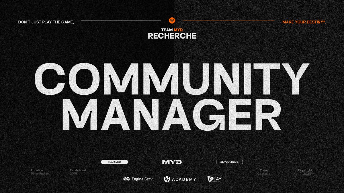 🎮 On cherche notre prochain·e 𝐦𝐚𝐞𝐬𝐭𝐫𝐨 𝐝𝐞𝐬 𝐫𝐞𝐬𝐞𝐚𝐮𝐱 📣

Celui ou celle qui transformera nos memes en symphonie, nos tweets en clutchs de comm', et nos dramas en threads légendaires 🚀

🎻 À toi de jouer 📲 [𝐂𝐚𝐧𝐝𝐢𝐝𝐚𝐭𝐞𝐫]   myd.sh/discord 

#eSport