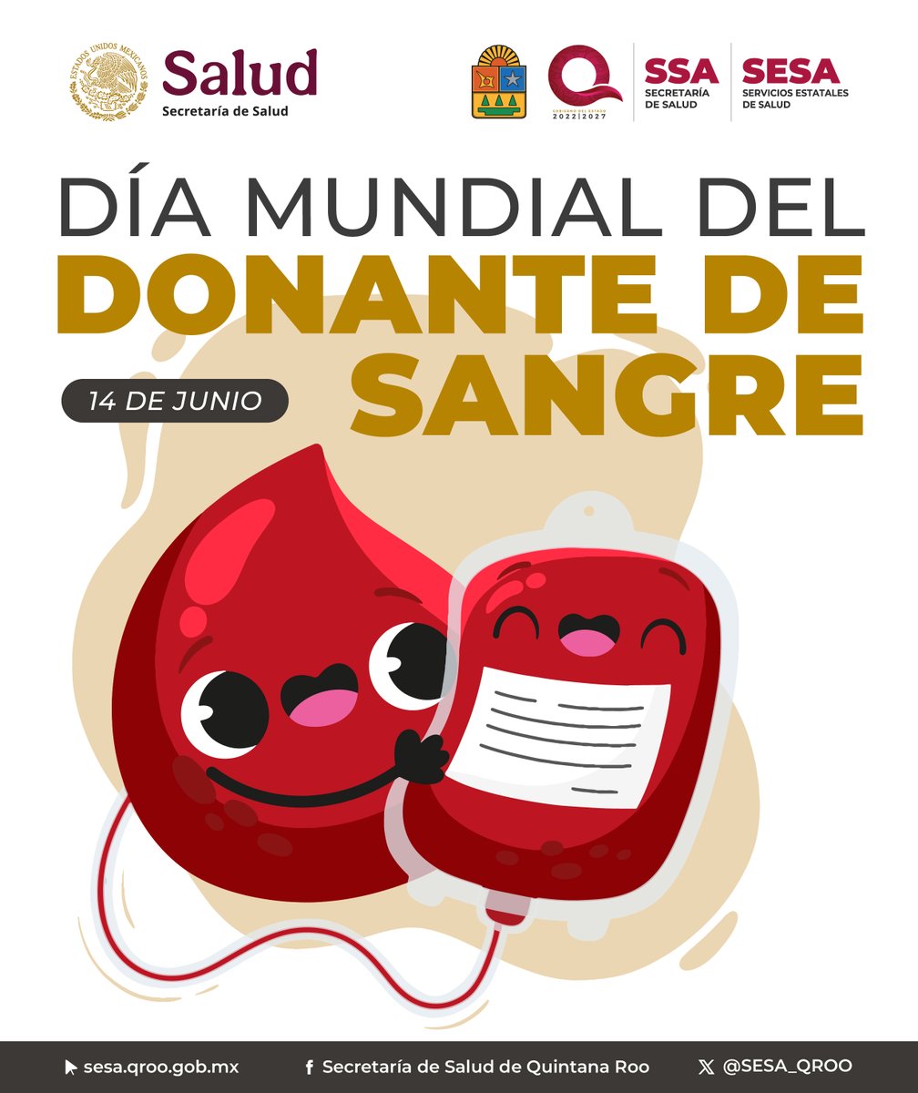 🩸 Hoy, 14 de junio, celebramos el #DíaDelDonanteDeSangre 💉
Donar es un acto de amor que salva vidas.
Gracias a quienes regalan esperanza con cada donación.
#DonaVida #SESA #HéroesAnónimos 💪❤️