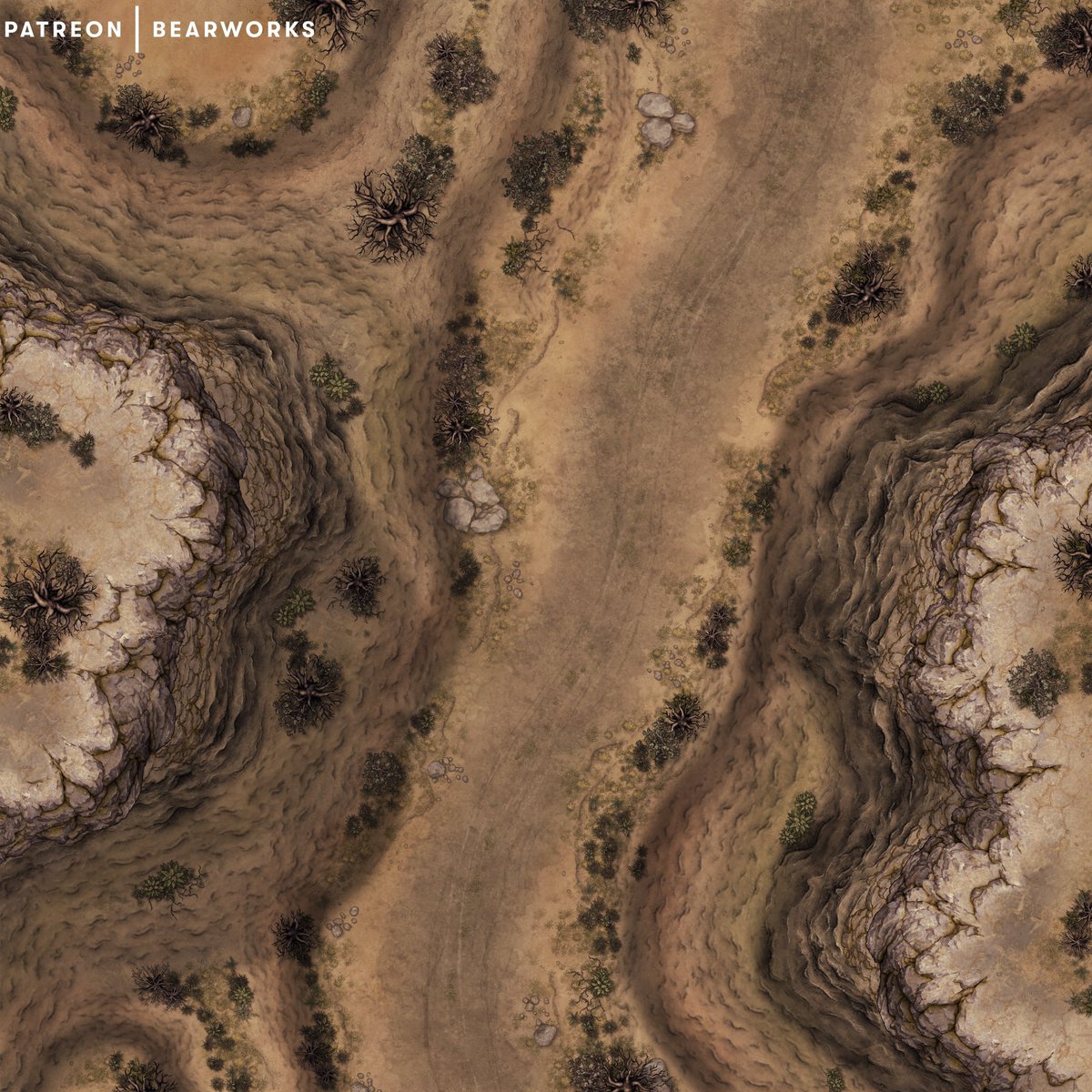 New Map Pack | Wild West Pass
Dust hangs thick in the air as the sun beats down on a lone road winding through rugged hills and scorched mesas. 
40x40 | 100 ppi | 140 ppi versions available for free download on my Patreon.
patreon.com/posts/126543190