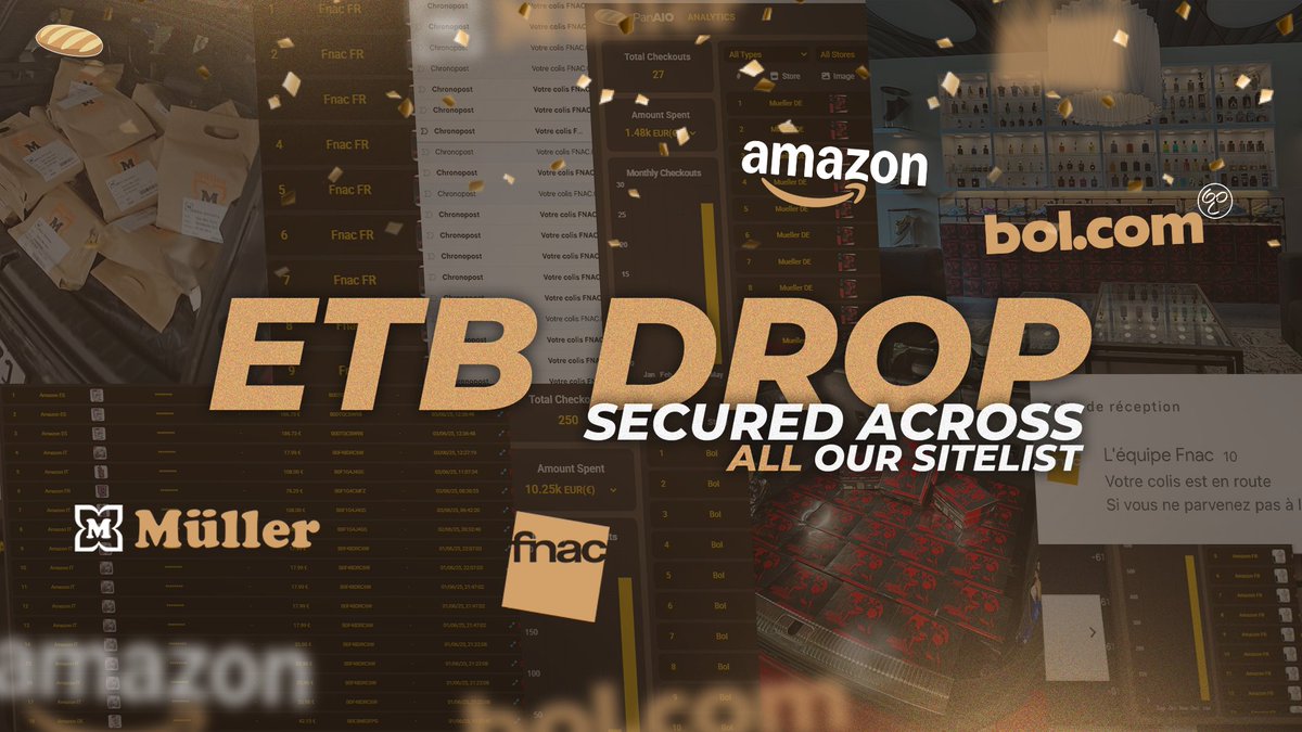 panaiobot's tweet image. Thousands of ETBs secured across Bol, Mueller, Amazon and Fnac on recent drops, join PanAIO today with the PAN15 discount panaio.com/checkout Only available until 11/06 at midnight