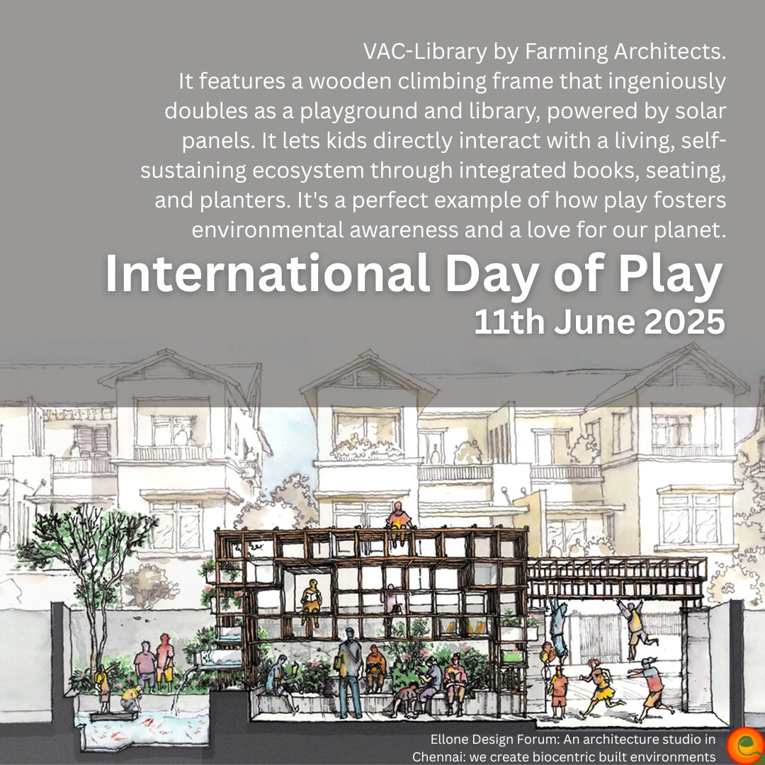 Fueling my passion for #biocentric #architecture, the VAC-Library by Farming Architects is a stunning design with the wooden climbing frame as a playground &amp;library, powered by solar. Kids learn ecology hands-on, fostering environmental awareness. Happy #InternationalDayofPlay!