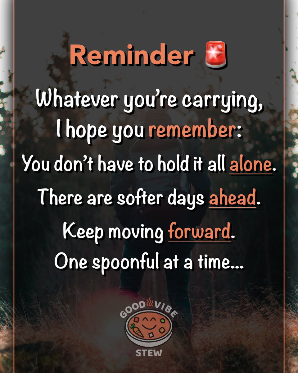 GoodVibeStew's tweet photo. Some days feel heavier than others, and that’s okay. You’re not meant to carry it all by yourself.

#EmotionalHealing #MentalHealthSupport #OneStepAtATime #SelfCompassion #GentleReminders #KeepGoing #YoureNotAlone #HealingJourney #SoftDaysAhead #GoodVibeStew https://t.co/oCEG9lVZ3n