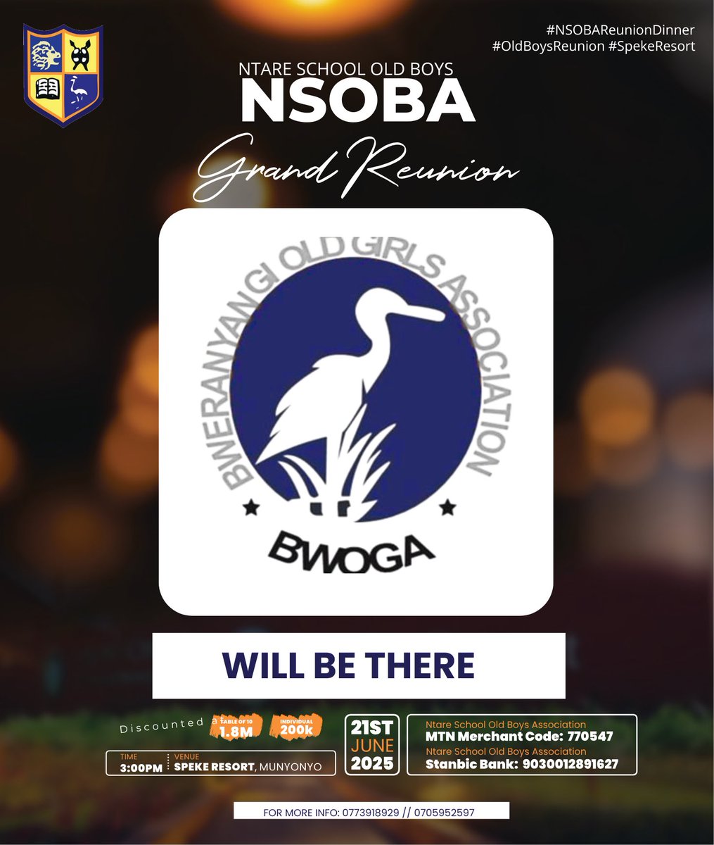 👒Just incase you didn’t know, BWOGA will be there <a href="/Bweranyangiogs/">BWOGA</a> <a href="/BweraNtareMbra/">Bwera Ntare Mbarara</a> 

#NSOBADinner25