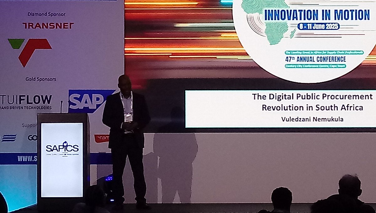 shabierja's tweet image. The Digital Public Procurement Revolution: Driving Impact through Innovation - Vuledzani Nemukula, Transnet SOC Ltd, South Africa. Conference Diamond Sponsor. @follow_transnet @SAPICS01 #SAPICS2025 #InnovationInMotion #SupplyChainAfrica #CapeTownConference