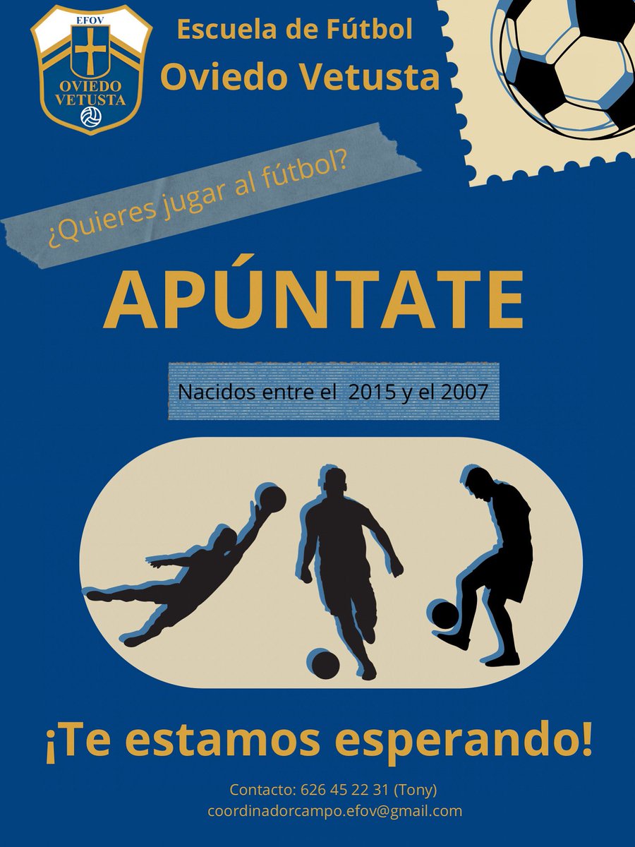 🎯 ¿Te apasiona el fútbol?
⚽️ ¡Es tu momento!

Si sueñas con aprender, crecer y disfrutar en equipo…
💙 Nuestra #FamiliaAzul te está esperando.

📣 ¡Abrimos inscripciones para la temporada 2025/2026!

📞 Contáctanos e infórmate sin compromiso.
#FútbolBase #NuevosTalentos