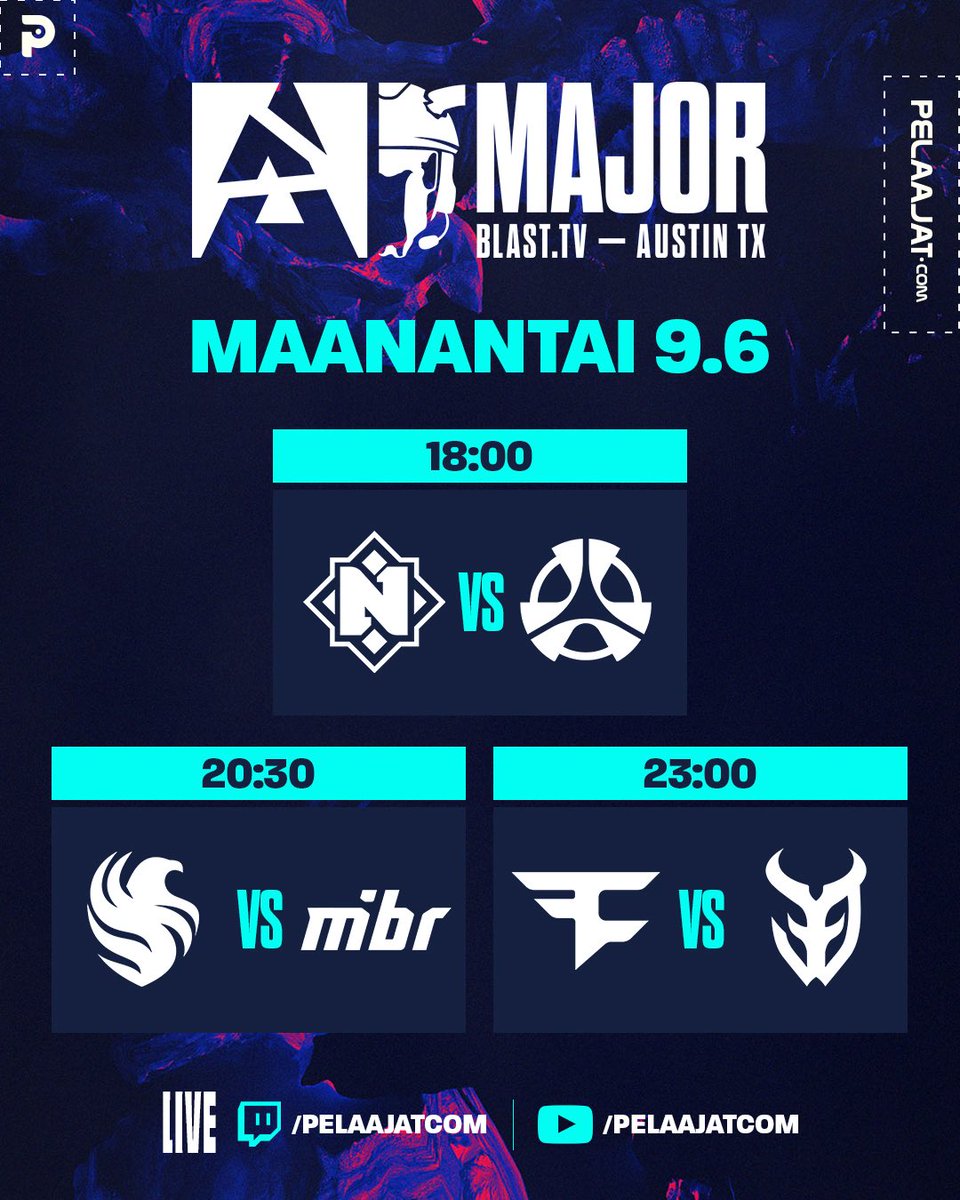 Pelaajat.com (@pelaajatcom) on Twitter photo Maanantain matsit👌
⏰18:00
📺twitch.tv/pelaajatcom & Pelcom-tube
🎤 <a href="/ArttuHamalainen/">Kreivi Nicolaus Ludwig von Tsintsendorff</a> & <a href="/SamppaCS2/">Samu Kylmälä</a>
#esportsfi #counterstrike #BLAST Maanantain matsit👌
⏰18:00
📺twitch.tv/pelaajatcom & Pelcom-tube
🎤 <a href="/ArttuHamalainen/">Kreivi Nicolaus Ludwig von Tsintsendorff</a> & <a href="/SamppaCS2/">Samu Kylmälä</a>
#esportsfi #counterstrike #BLAST