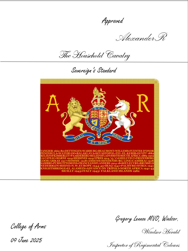 The Artwork of the Sovereign's Standard of the Household Cavalry