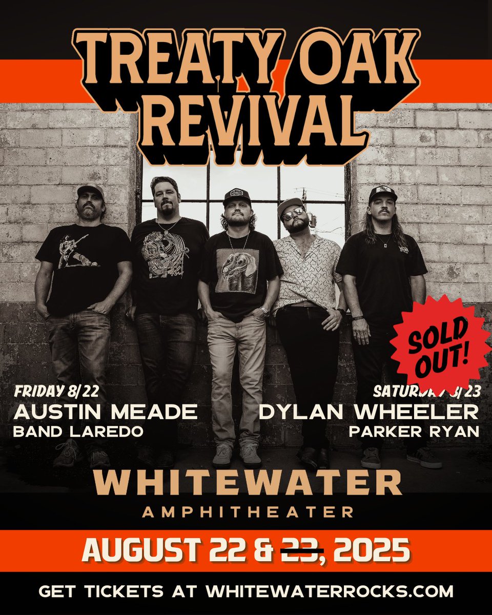 WhitewaterRocks's tweet image. ‼ LOW TICKET WARNING ‼ Friday night with @TreatyOakMusic, @Austin_Meade, and @thebandlaredo is almost SOLD OUT!!
Tickets for Saturday are already sold out - get tix for Friday while you still can ➡ tixr.com/e/139856
#lowticketwarning #treatyoakrevival…