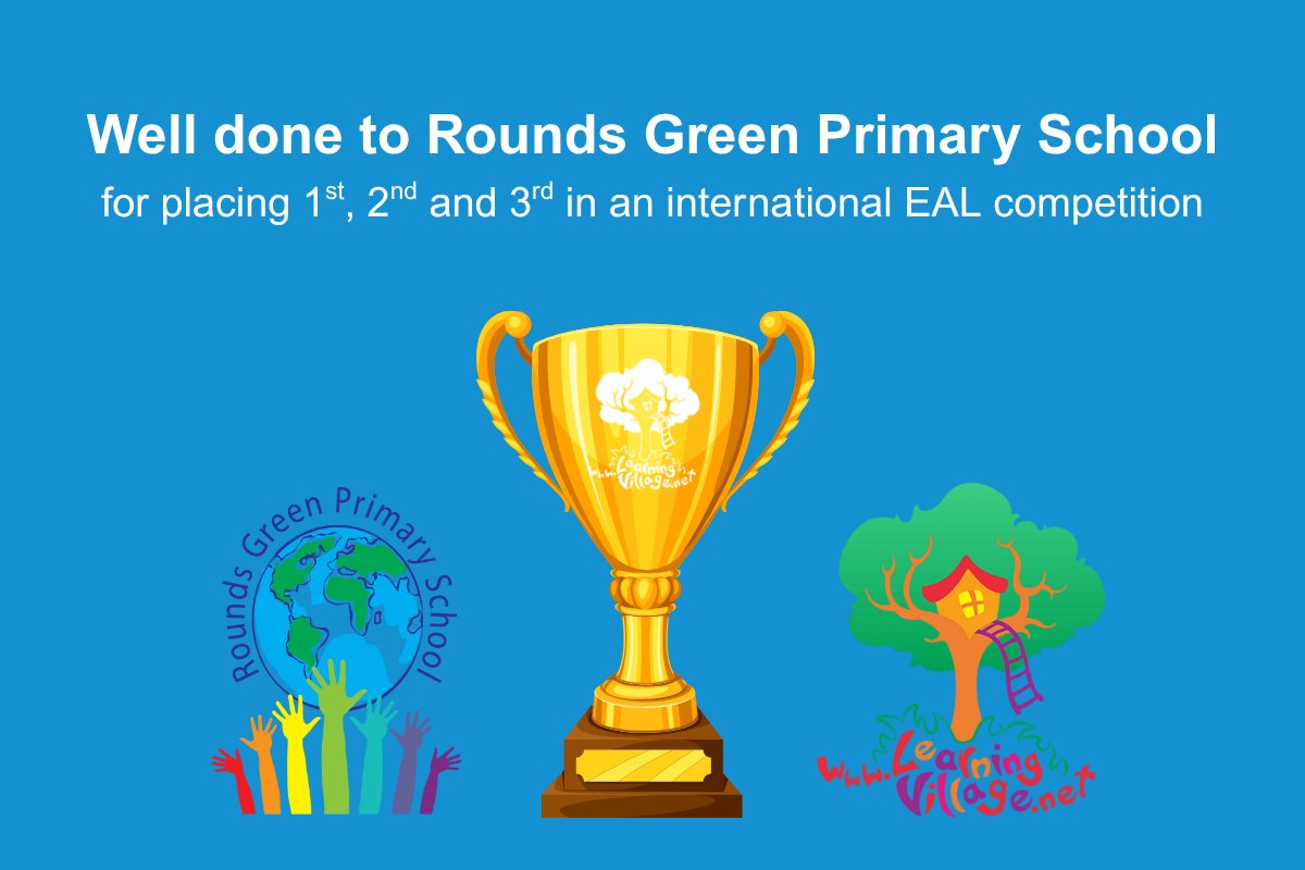 Elliot Foundation (@elliotschools) on Twitter photo Well done to <a href="/RoundsGreenPrim/">Rounds Green Primary School</a> pupils for placing 1st, 2nd, and 3rd in the annual EAL (English as an additional language) competition by Learning Village. 600 schools take part in the programme representing 32,000 learners. Well done to <a href="/RoundsGreenPrim/">Rounds Green Primary School</a> pupils for placing 1st, 2nd, and 3rd in the annual EAL (English as an additional language) competition by Learning Village. 600 schools take part in the programme representing 32,000 learners.