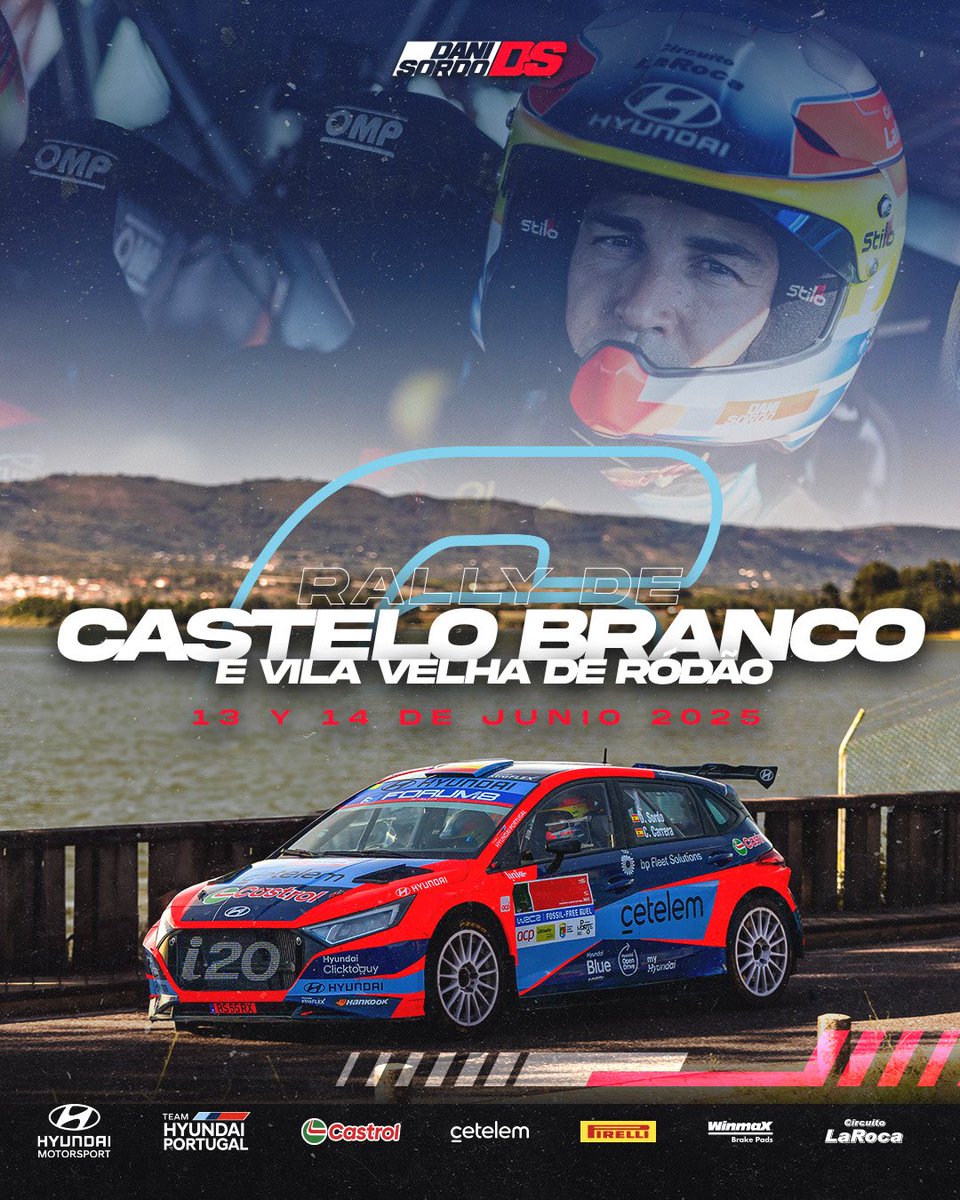 Dani Sordo (@danisordo) on Twitter photo 🇵🇹 <a href="/CPR_C_PT_Ralis/">CPR_CampeonatoPortugaldeRalis</a>
🔵 Rally de Castelo Branco e Vila Velha de Ródão
🗓️ 13-14 de junio
📍 Castelo Branco
⏱️ 12 TC
📟 108,88 km
#TeamHyundaiPortugal #CPR 🇵🇹 <a href="/CPR_C_PT_Ralis/">CPR_CampeonatoPortugaldeRalis</a>
🔵 Rally de Castelo Branco e Vila Velha de Ródão
🗓️ 13-14 de junio
📍 Castelo Branco
⏱️ 12 TC
📟 108,88 km
#TeamHyundaiPortugal #CPR
