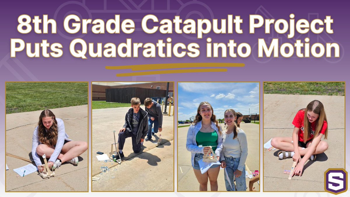 Algebra I wrapped up their quadratic unit with an anchor task called “Quadratic Catapult.”

They built catapults to launch mini-marshmallows in a classroom competition, then used physics equations to calculate horizontal velocity &amp; vertical distance of their projectiles! 💥