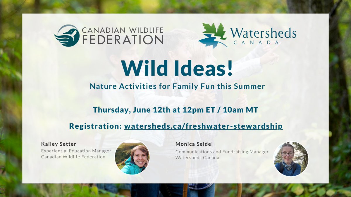 Watersheds Canada (@watershedscan) on Twitter photo Our Freshwater Stewardship Community webinar, "Wild Ideas", is coming up soon! π’
This engaging presentation, delivered in partnership with the <a href="/CWF_FCF/">Canadian Wildlife Federation</a>, will take place on June 12th, 2025, at 12pm ET/10am MT! ποΈ
Join us for this FREE webinar to ensure you make the most of Our Freshwater Stewardship Community webinar, "Wild Ideas", is coming up soon! π’
This engaging presentation, delivered in partnership with the <a href="/CWF_FCF/">Canadian Wildlife Federation</a>, will take place on June 12th, 2025, at 12pm ET/10am MT! ποΈ
Join us for this FREE webinar to ensure you make the most of