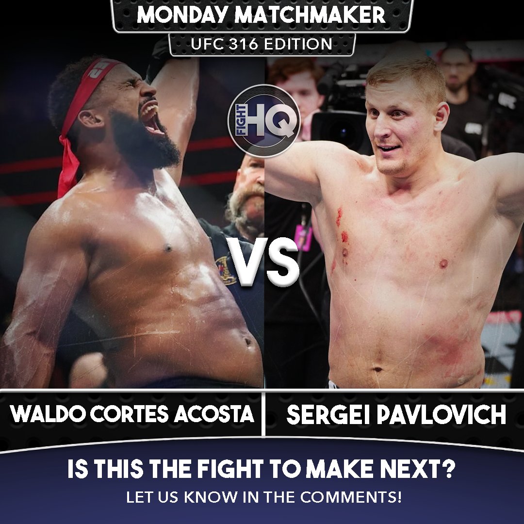 FightHQTV's tweet photo. #MONDAYMATCHMAKER - 10 fights to make following #UFC316 (THREAD - 10/10)

HEAVYWEIGHT - @WaldoCortesUFC 🇩🇴 vs @SPavlovich13 🇷🇺

What do you think of this potential booking #MMATwitter? 🤔 Let us know! https://t.co/QJzU6u3Fkk