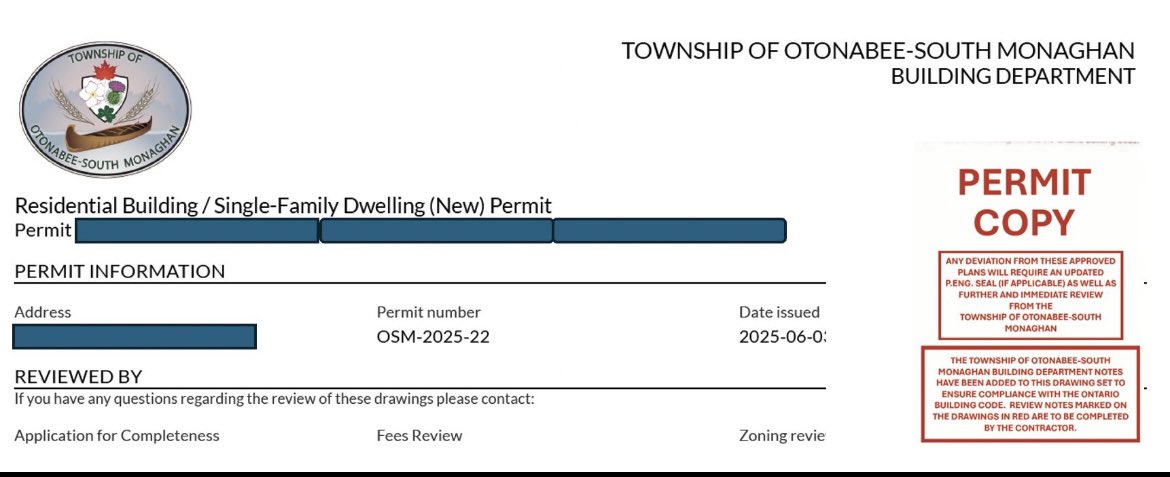 We’re thrilled to announce that we’ve officially received our first building permit for a 3D constructed home. 

It's located near Peterborough, Ontario 🇨🇦 , and marks a major step forward in our mission to innovate and redefine #affordablehousing in this region and beyond.