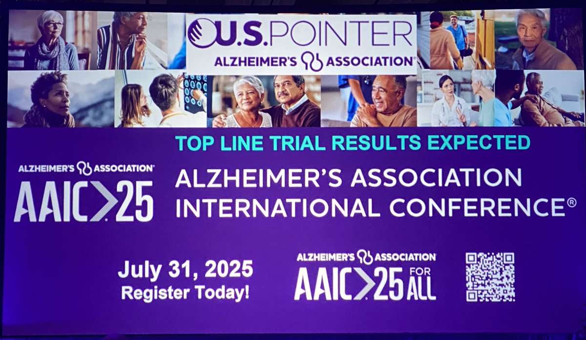 ChipTuson's tweet photo. Very exciting to hear results of the U.S. POINTER study will be revealed at #AAIC25. Could these lifestyle interventions protect cognitive function for those at increased risk for cognitive decline? #ENDALZ #alzforum https://t.co/nQ1YHcNh6q