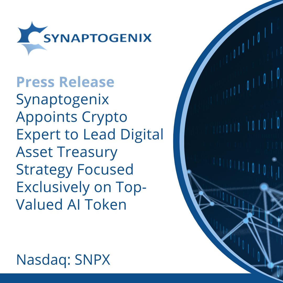 Synaptogenix, Inc. (@synaptogenix) on Twitter photo Synaptogenix is pleased to announce the appointment of #crypto and AI expert to lead digital asset treasury strategy focused exclusively on top-valued #AI token. Read the press release: bit.ly/4dXIFT1 $SNPX $TAO #Bittensor <a href="/jaltucher/">James Altucher</a> Synaptogenix is pleased to announce the appointment of #crypto and AI expert to lead digital asset treasury strategy focused exclusively on top-valued #AI token. Read the press release: bit.ly/4dXIFT1 $SNPX $TAO #Bittensor <a href="/jaltucher/">James Altucher</a>
